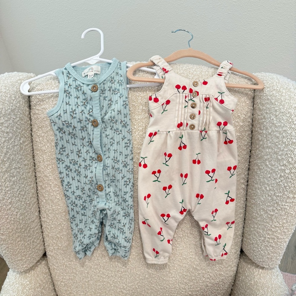 Baby Romper Bundle Floral and Cherry Print 3-6M